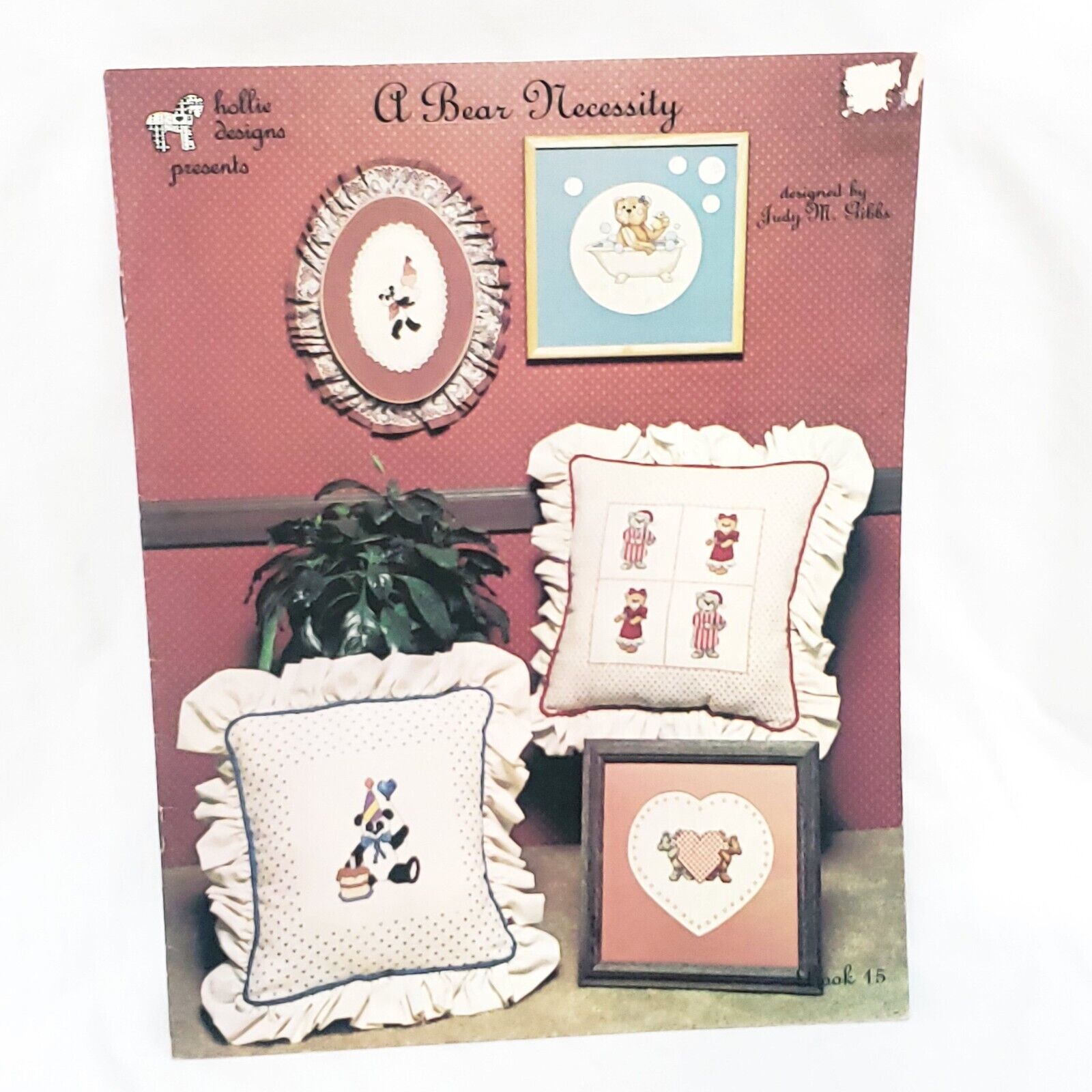A Bear Necessity Cross Stitch Leaflet Book Hollie Designs 1985 Teddy Bear Panda - $14.84