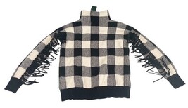 Lauren Ralph Lauren Plaid Fringe Sleeve Turtleneck Sweater XXS NWT image 4
