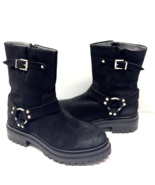 MIZ MOOZ SUEDE  BOOTS SIDE ZIP  BUCKLE 37EU/ 7US BLACK Z-138 - $59.95