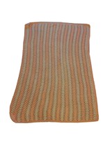 Vintage Hand Crafted Pink &amp; White Striped Crochet Afghan Throw Blanket 45 x 69 - £19.82 GBP