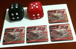 NFL TAMPA BAY BUCCANEERS FUZZY PLUSH HANGING DICE AND RUBBER COASTERS - ... - £15.97 GBP