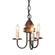 Irvins Country Tinware 3-Arm Bellview Wood Chandelier in Rustic Black - $261.31