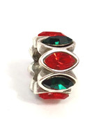 Brighton Navette Spacer Red Green Bead, J95132, Silver Finish, New - $26.51 CAD