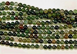 8mm Moss Agate Round Beads (50+/- per strand) - £5.52 GBP