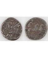 150 BC Roman Republic AR Denarius Decimius Flavus Roma Luna Biga S-86 RR... - $199.04 CAD