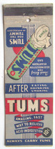 Vintage Tums Advertisement 20 Strike Matchbook Cover Matchcover Gas Hyperacidity - £1.37 GBP