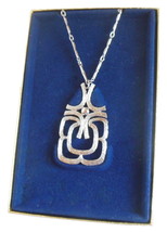 Modernist Space Age Jewelry Avon Pendant Necklace Silver Tone Linked Cha... - $27.95