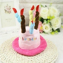 Hat Cap Cake Candles Pet Birthday Costume Cosplay Puppy Dog Cat Christmas Pink - £6.66 GBP