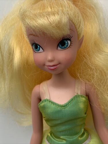 Primary image for 9" Disney Fairies Doll Tinkerbell Missing Wings and Shoes Green Purple Outfit