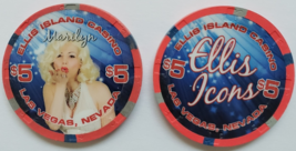 Ellis Island Casino Ellis Icons Marilyn (impersonator) Las Vegas NV $5 Chip - £8.59 GBP