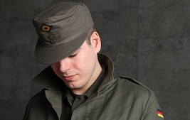 New German army peaked moleskin cadet cap military hat bundeswehr olive ... - £23.60 GBP