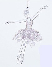Kurt Adler Clear Acrylic Ballet Girl w/WHITE Glitter Dress Xmas Ornament Style A - £6.16 GBP