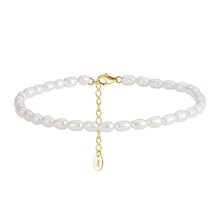 Natural white freshwater pearls strand 925 sterling silver summer beach gold ver - £26.92 GBP