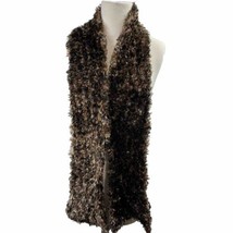 Cejon Furry Winter Scarf Shades of Brown 64&quot; Long Stretchy 6-9&quot; Width Soft Fuzzy - £11.45 GBP