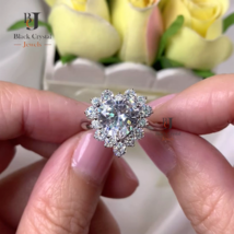 2.50 Ct Heart Cut Halo Diamond Wedding Promise Engagement Ring 14k Gold Finish - £47.92 GBP