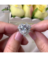 2.50 Ct Heart Cut Halo Diamond Wedding Promise Engagement Ring 14k Gold ... - £47.78 GBP