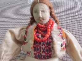 &quot;&quot;HAND SCUPTED FELT FACE &amp; HANDS - VINTAGE DOLL&quot;&quot; - EUROPEAN DRESS - EMB... - $24.89