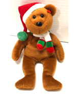 Ty 2008 Brown Bear Holiday Teddy Beanie Baby Plush - $95.29 MXN