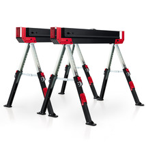 2-Pack Folding Sawhorses w/ Triangle Structure &amp; Solid Rustproof Metal Frame - £191.03 GBP