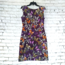 Ellen Tracy Dress Womens 4 Purple Butterfly Sleeveless Sheath Lined Gard... - £19.90 GBP