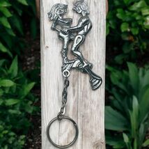 Vtg Man Woman Having Sex Mechanical Metal Keychain Risque Naughty XXX Korea - $21.87