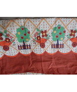 Vintage Cotton Tablecloth with Rust / Brown Border and Trees Flowers 53 ... - $13.86