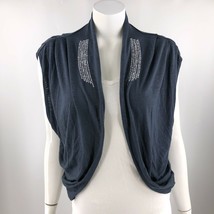 Julies Closet Open Front Top Size Small Blue Rhinestone Embellished Wide... - $10.40
