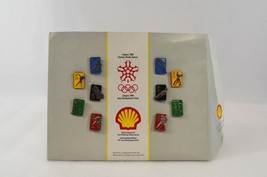 1988 Calgary Olympics Pins Shell Advertising Display Set 10 Winter Games Promo - £19.18 GBP