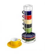 Gibson Home Porcelain Sensations Stackable Espresso Saucer Set 13PC Cups... - $40.69 CAD