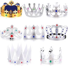 8 Pcs Royal King Crown for Kids Plastic Queen Prince Princess Crown Jeweled Cost - $40.84