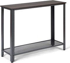 Nightcore 2 Tier Console, Occasional Sofa Metal Frame &amp; Wooden Top &amp;, Silver - £47.95 GBP