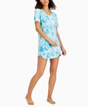 Jenni by Jennifer Moore Womens Short Sleeve Printed Sleep Shirt,Turquoise,Large - £27.51 GBP