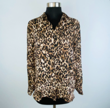 Pleione Womens XS Polyester Animal Print Long Sleeve Button Down Shirt - £15.04 GBP