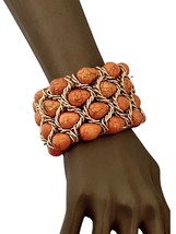 2" Wide Simulated Orange Semi Precious Stones Chunky Statement Bracelet - $15.39