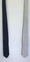 Stafford Signature Ties Set of 2 White/Gray &amp; Black/Gray With Gold 60&quot;X3&quot; - £14.78 GBP