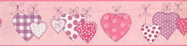 Purple Red White Hearts YS9159BD Wallpaper Border - £23.61 GBP