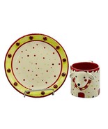 Temptations Tara Reindeer 3D Design Christmas Mug Plate Set Polka Dots - £22.20 GBP