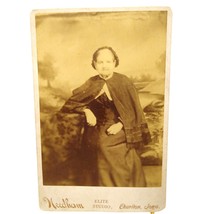 Antique Sepia Cabinet Card, Grandmother in Mourning Black Photo, Dress and Cape - £11.56 GBP