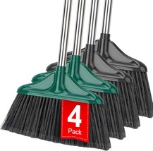 4 Pcs Heavy Duty Broom Outdoor/Indoor Commercial Broom With 61&quot;, Black A... - $51.93