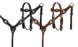 Western Saddle Pony size Horse Bridle + Breast Collar Medium or Black Leather - £42.22 GBP+