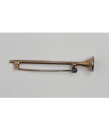 Trumpet Gold Tone Vintage Pin Brooch Musical Horn Instrument - $9.99