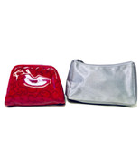 Lancome Set Of 2 Cosmetic Toiletry Silver &amp; Red Travel Pouches Make Up L... - £7.82 GBP