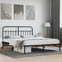 Metal Bed Frame with Headboard Black 160x200 cm - £86.74 GBP