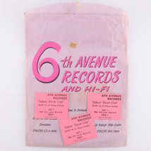 1968 6th Avenue Records Portland Oregon Bag &amp; 3- Bakers&#39; Dozen Tickets Ephemera - $10.69