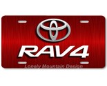 Toyota Rav 4 Inspired Art White on Red FLAT Aluminum Novelty License Tag... - $17.99