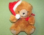 VINTAGE SHOWTIME COLLINS CHRISTMAS TEDDY PLUSH BEAR 10&quot; TAN BEAR WITH SA... - $16.20