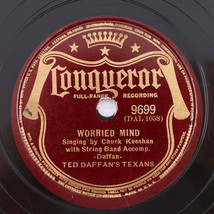 Ted Daffan&#39;s Texans – Worried Mind / Blue Steel Blues - 1940 10&quot; 78rpm C... - £16.79 GBP