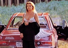 Senta Berger in bra and open black dress poses by red Mercedes SL 5x7 inch photo - £4.59 GBP