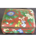 Vintage Enameled Brass Footed Trinket Box – Hinged Lid – COLORFULLY ENAM... - $555.34 MXN
