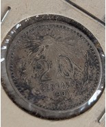 1907 Mexico 20 centavos .800 Silver Coin  - $18.49
